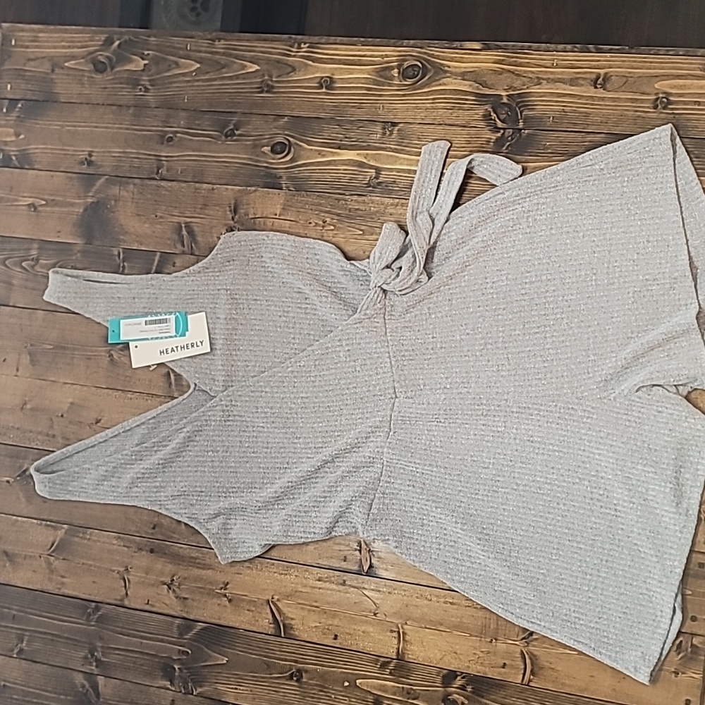 Gray Delia Side Tie Knot Wrap Romper